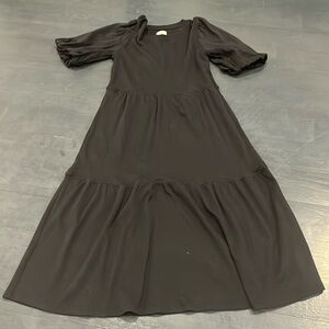 Amazon black tiered midi bubble sleeve dress women’s small s